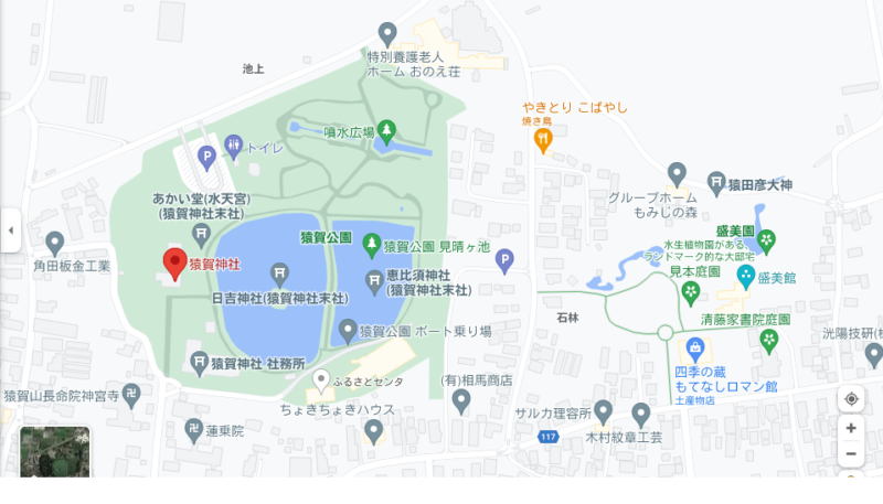 猿賀公園付近の地図